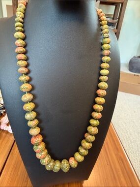 Coldwater Creek Unakite Bead Necklace